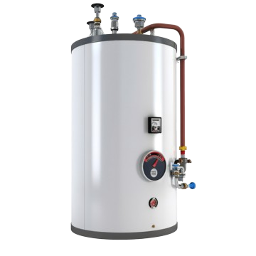 Water heater for home heating repair. Residential water tank with temperature gauge and plumbing. Heating system maintenance in Brooklyn, NY.
