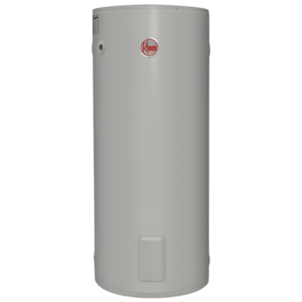 Electric boiler with a sleek, cylindrical design, featuring a logo and designed for low-emission heating, relevant for Brooklyn properties without gas lines.
